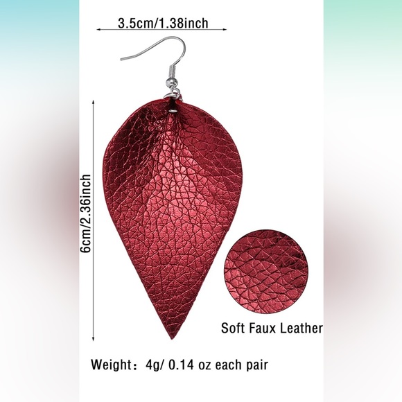✨3 for$23✨NWT Metallic Vegan Leather Earrings ✨Hand Crafted ✨Artisan!✨ - Picture 6 of 7